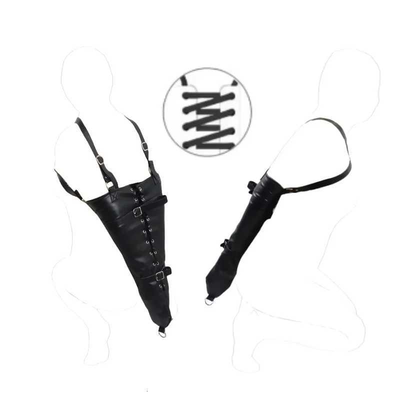 BDSM Leather Long Arm Restraint Gloves with Adjustable Straps Zipper Closure Handcuffs for Couples Hand Bondage Adult Sex ToysXJ250813