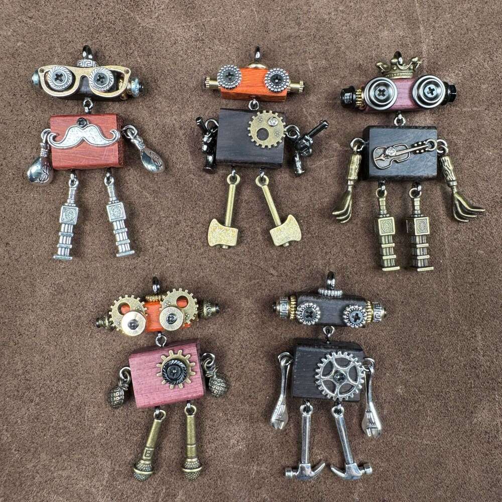 Handmade Punk Robot Hanging Ornament Trendy Play Stall Niche Design Phone Chain Unisex Necklace Pendant