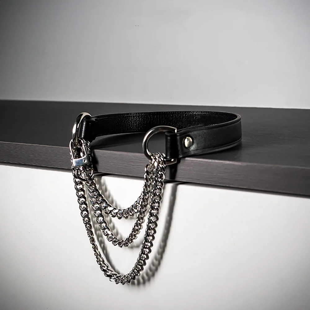 Handmade Black PU Leather Choker Collar For Women Adjustable HiphopTriple-Layer Slip Chain Necklace Fashion Jewelry Necklace 250812