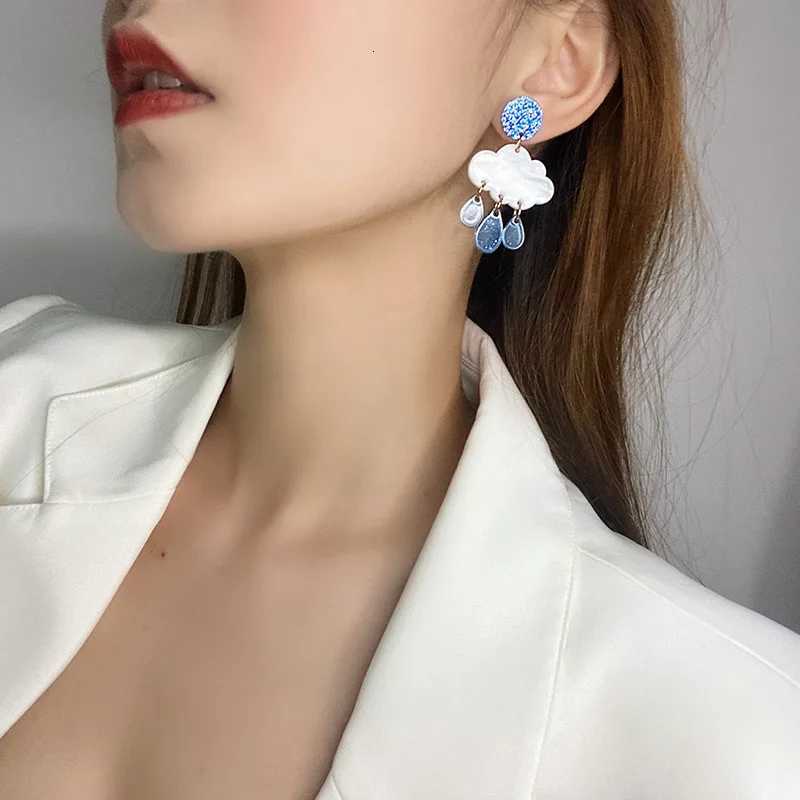 Clouds Rain Acrylic Earrings Korean Temperament Creative Cute Accessories Suitable For Girls To Wear Y250812
