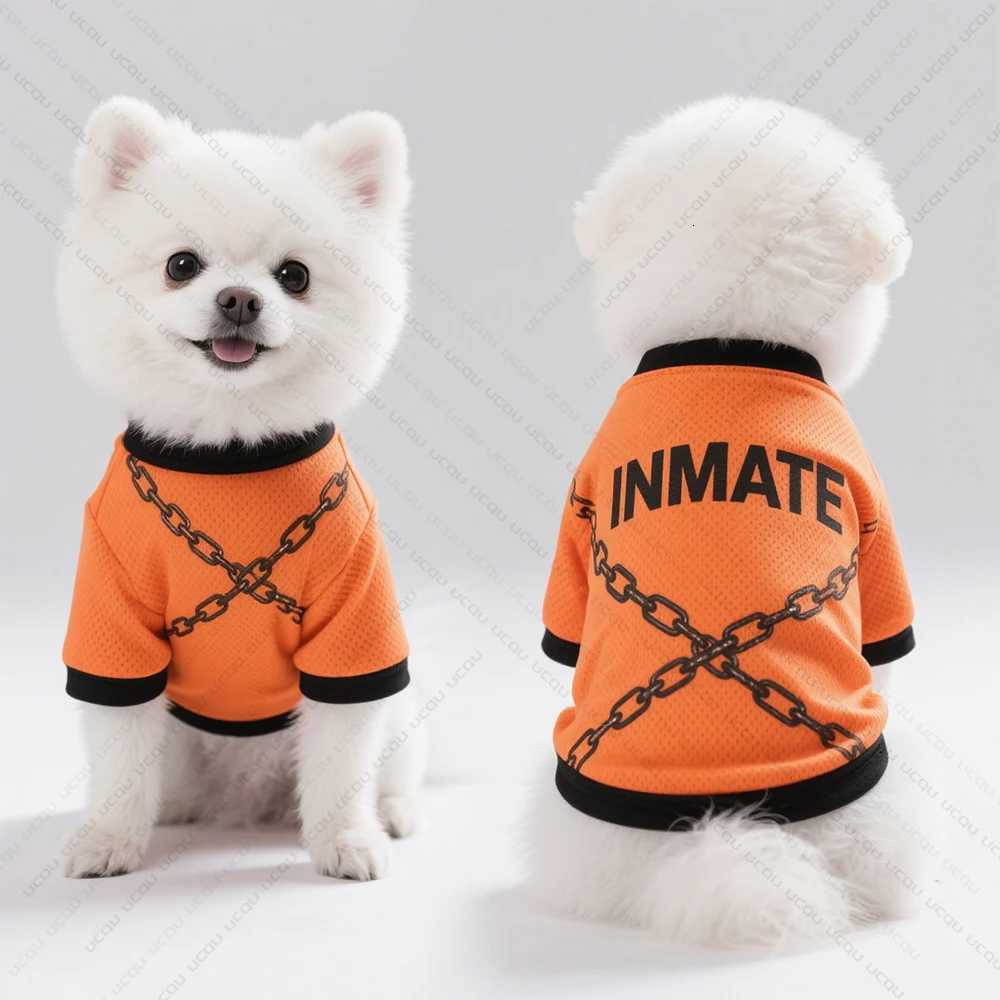 Pet Dog Summer Clothing Short-Sleeved T-Shirt Prison Style Same As Prison Uniform Unique And Funny Outfit Pet Funny Clothing XJ250813