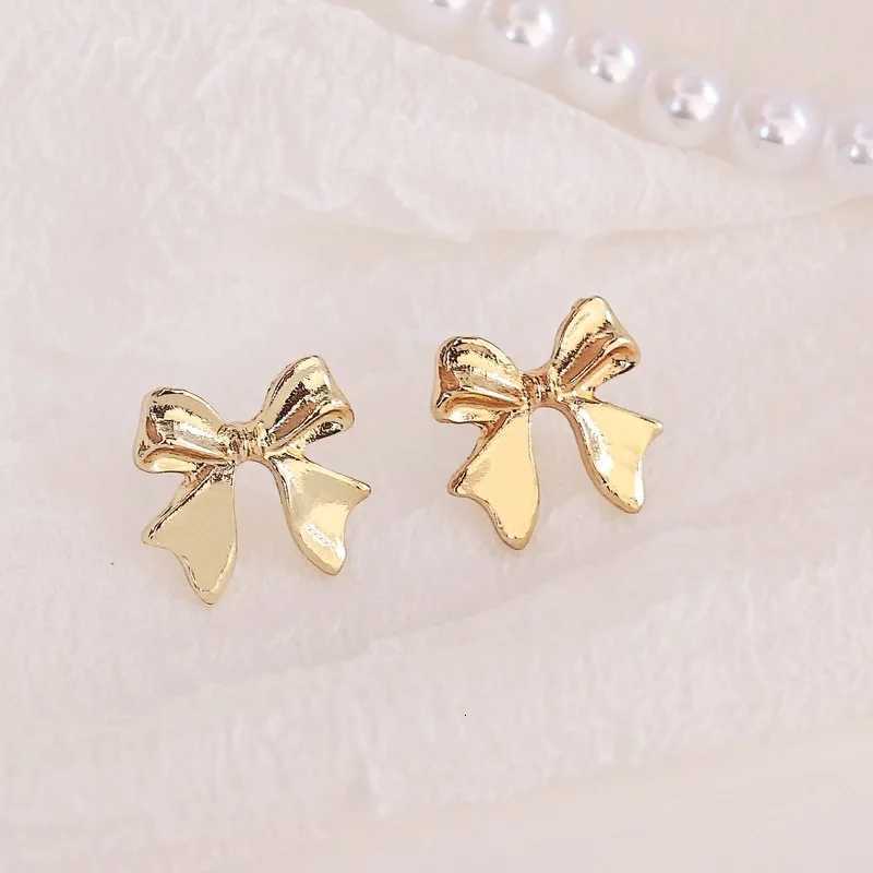 A Pair of Fashionable Bow and Gold Earrings Elegant Womens Daily Clothing Jewelry Matching Trendy Party and Holiday Gifts Y250812