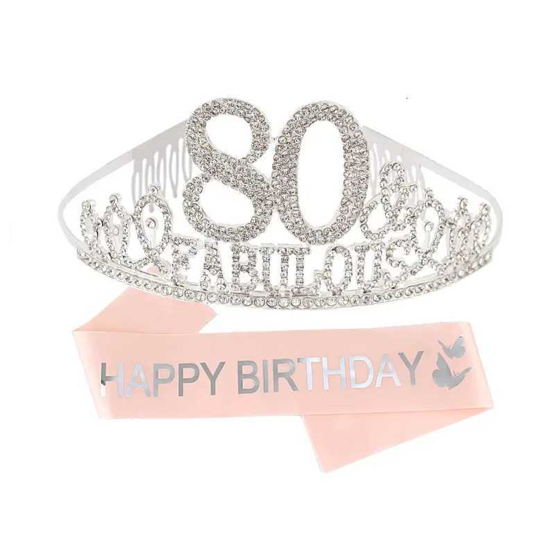 30th 40th 50th 80th Fabulous Birthday Sash and Tiara for Women Girls Hair Accessories Birthday Queen Party Supplies Decoration X250813