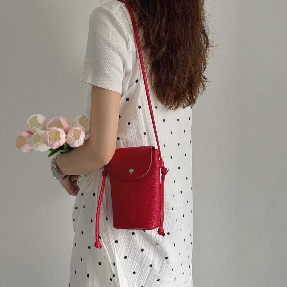 2025 Simple Leather Solid Color Phone for Women Versatile Crossbody Shoulder Sweet Mini Cover French Fries Bag ddmymarket