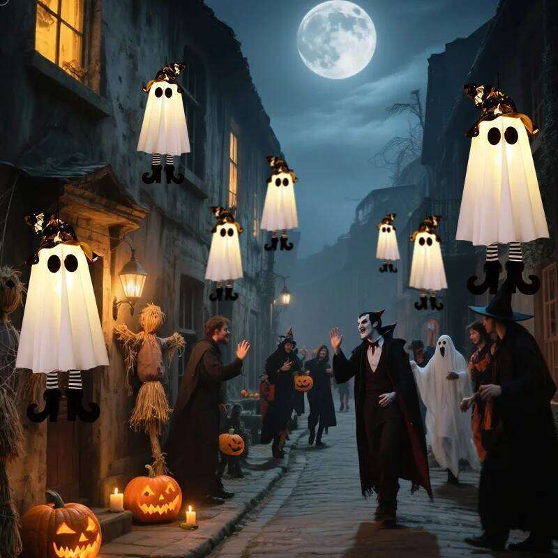 1/2/3pcs LED Light Up Witch Ghost for Halloween Party Home Indoor Outdoor Yard Decoration Scary Hanging Ornaments Gift