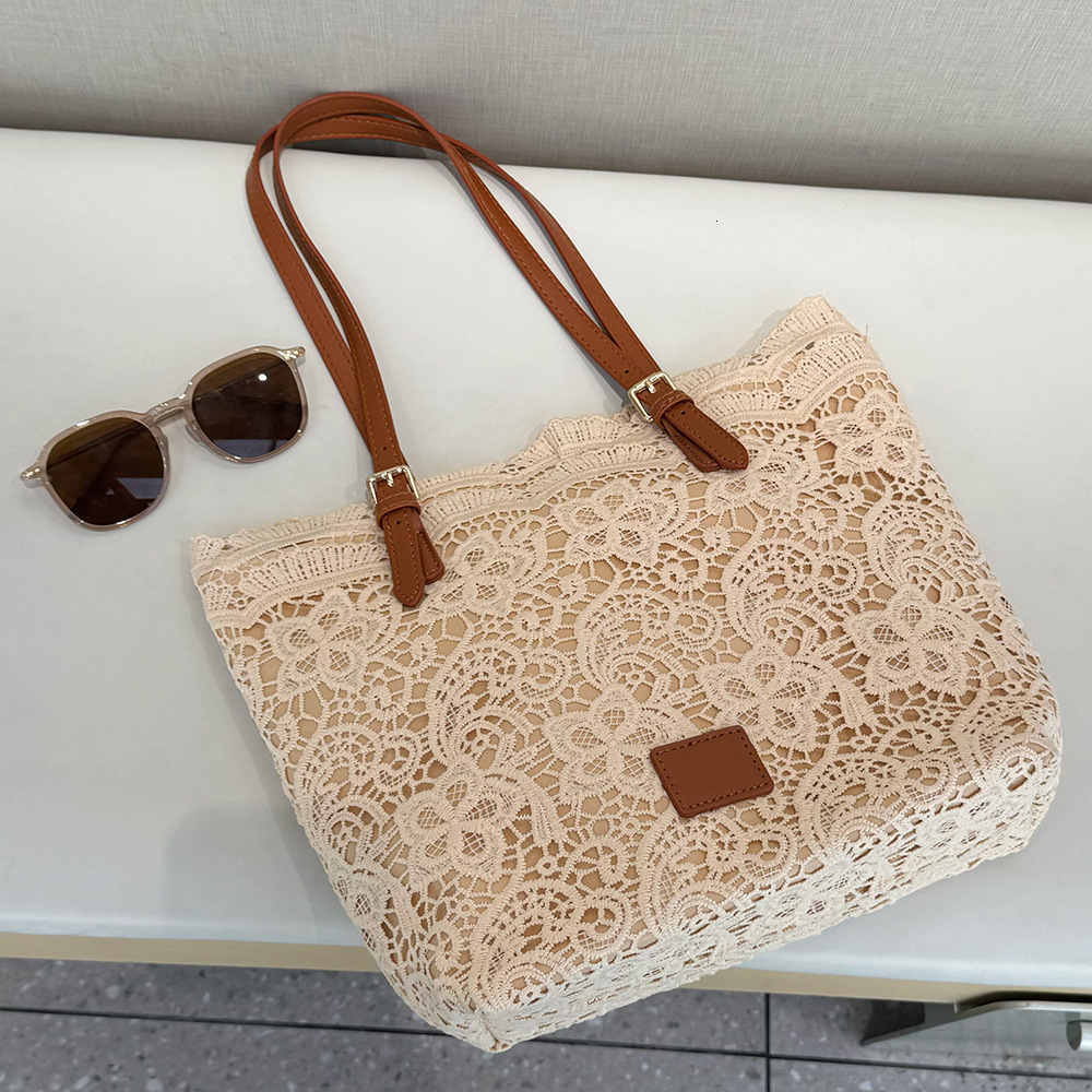 Lace Fairy Tote 2025 Large Capacity French Style Handbag Shoulder Travel Vacation Photo Beautiful Bag ddmymarket