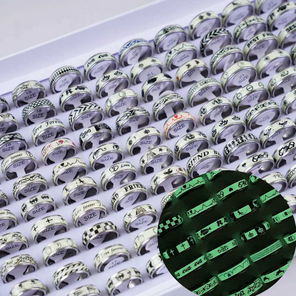 10/20/30/50Pcs Classic Fashion Stripe Hollow Colorful Sticker Stainless Steel Ring Trend Women Jewelry Party Decoration Gift W250812