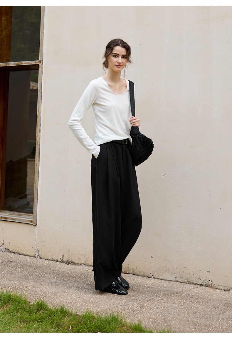 Old Money Style Tencel Linen Straight for Women Slimming Versatile Draped Wide-Leg 25 Autumn Winter New Casual Loose Long Pants