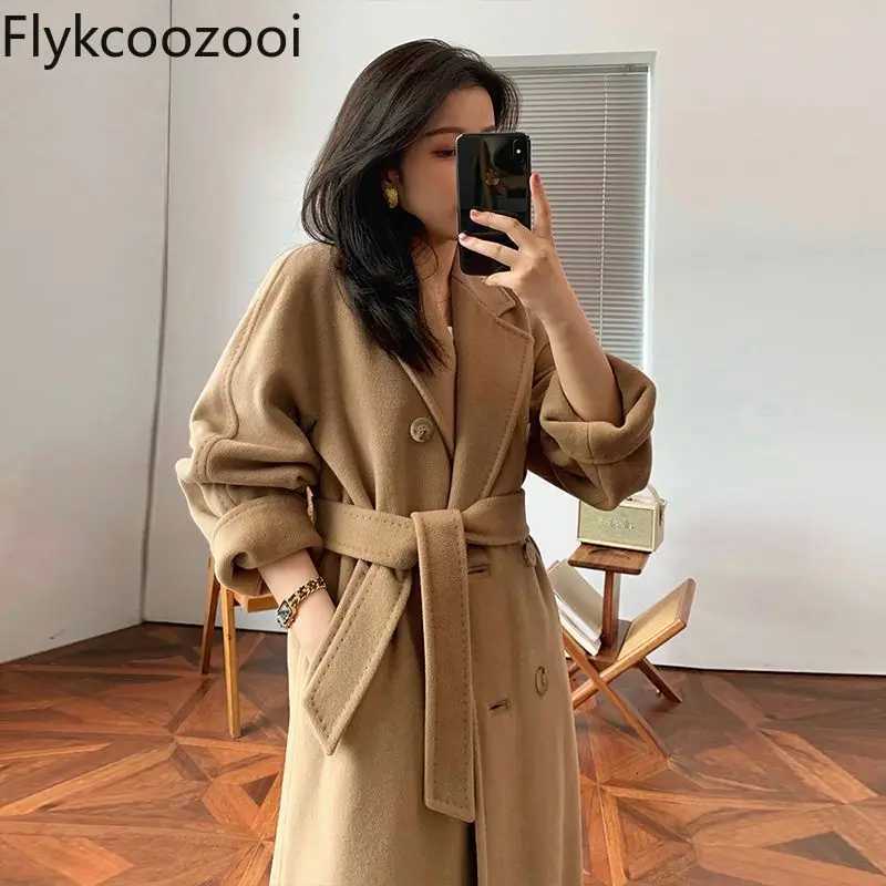 2024 Popular Autumn and Winter Long Double-sided Woolen Coat Female High-grade Foreign Popular Tweed Winter Jacket Women Z250813