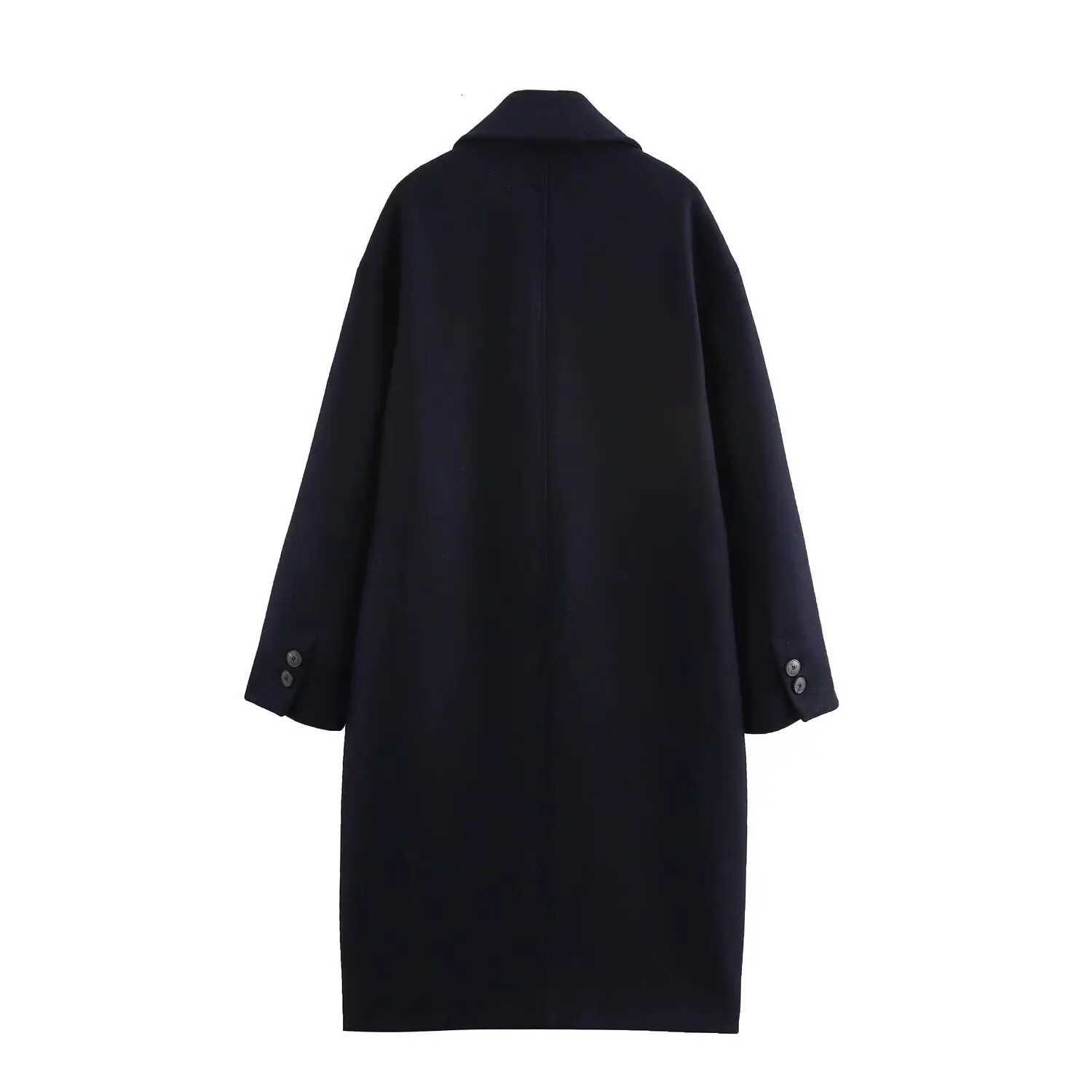 European and American style new style fashion versatile lapel single-breasted long woolen coat Z250813