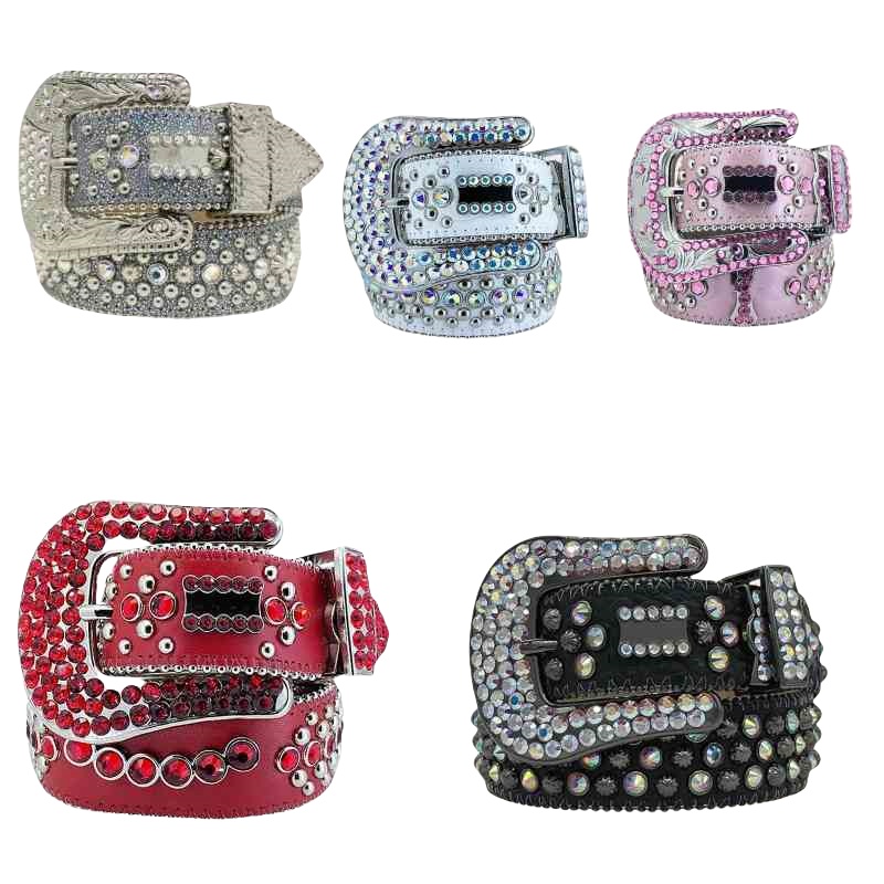 Retro bb simon belt designer men diamond belt women black red leather colorful studded belts for men designer shine rhinestones crystal waistband high end dd0130