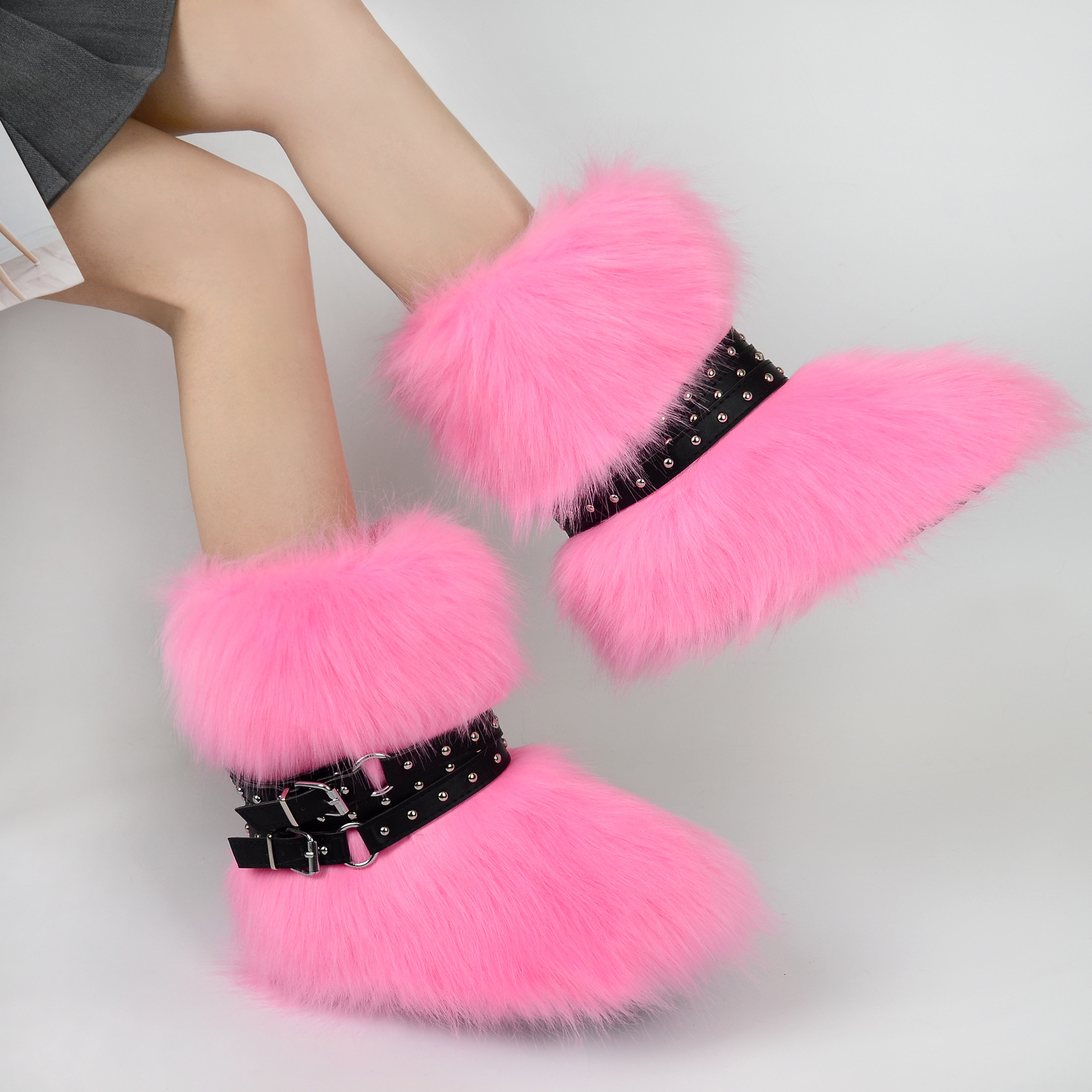 Explosive boots 2025 winter new plush snow boots cross belt fashion design spicy girl style versatile warm plush boots with multiple colors to choose 