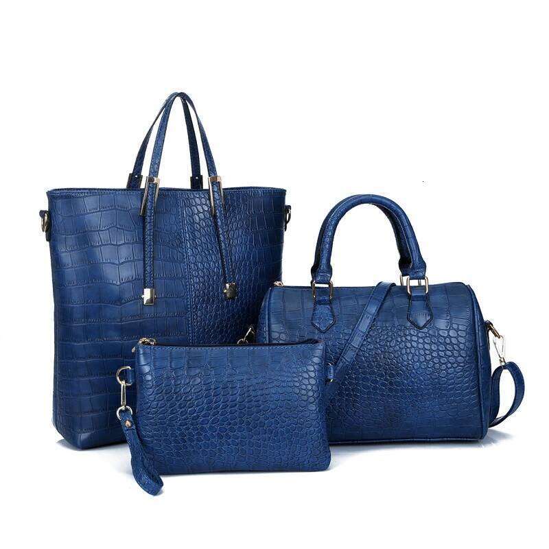 Fashion PU Leather Women Handbags Designer Crocodile Pattern 3 Pieces Sets Shoulder Bag New High Quality Female Tote Bags