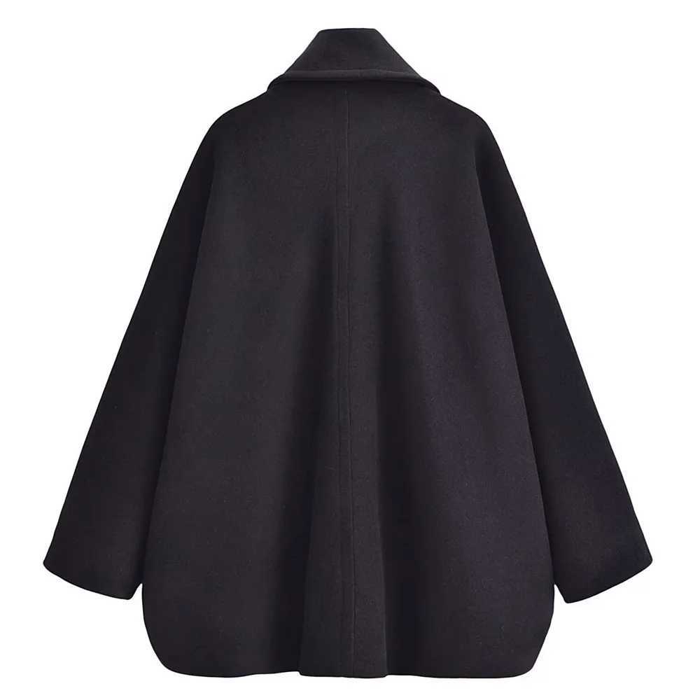 2023 UNIZERA Autumn/Winter New Product Womens Fashion Casual Loose Lapel Batwing Sleeves Woolen Cloak Coat Z250813