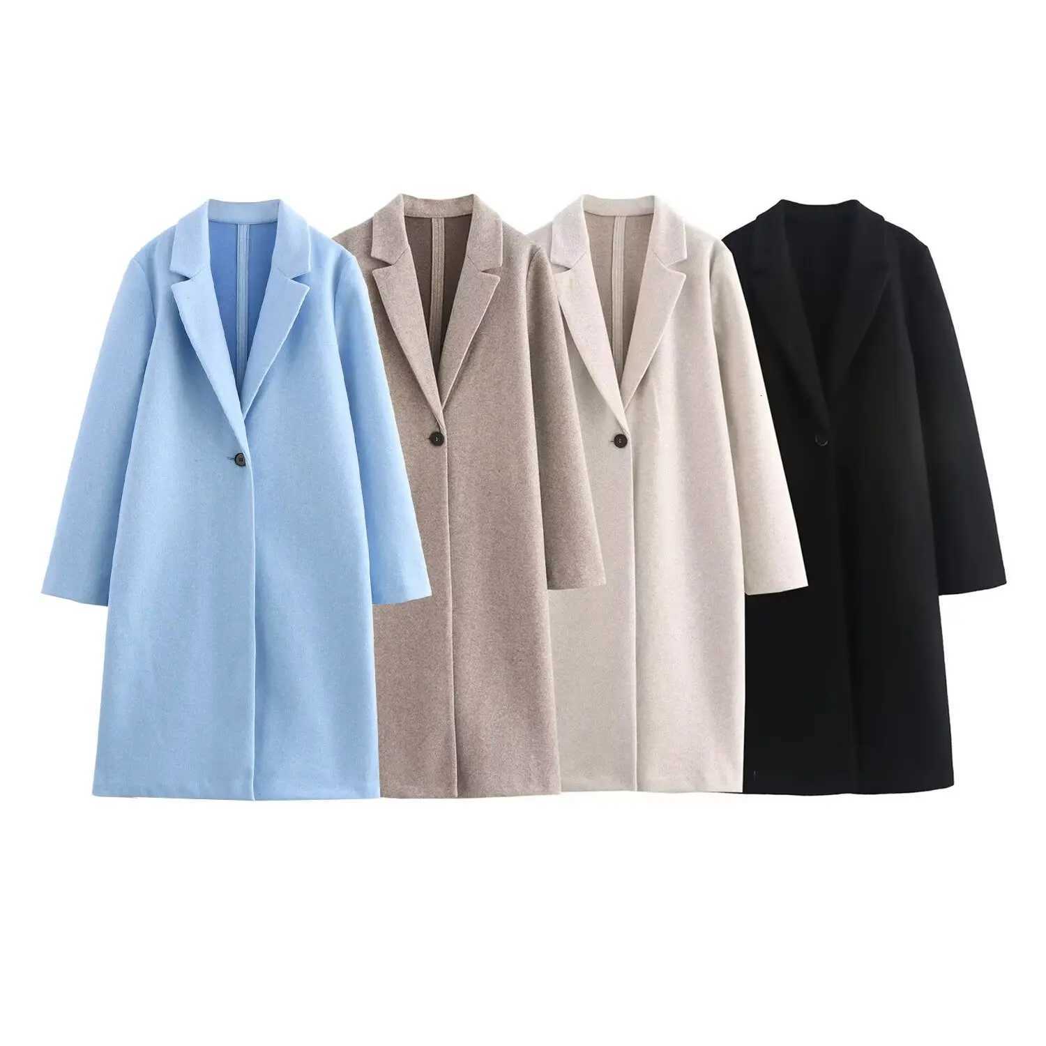 UNIZERA Womens Woolen Coat with Flip Collar Long Sleeve Button Decoration Autumn New Style Coat Z250813