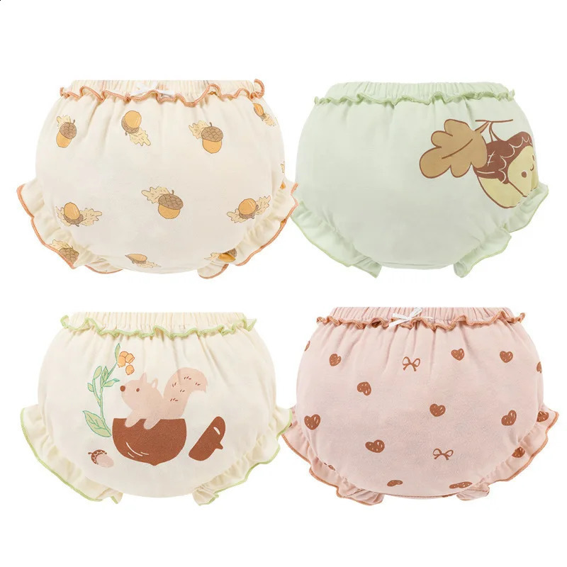4 Pcs Girls Underwear Soft Cotton Child Cartoon Kids Bread Pants ChildrenS Panties For 250812