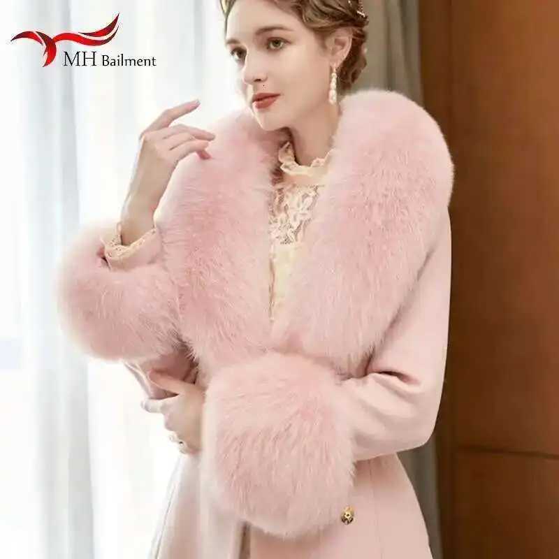 Winter Real Fur Collar Women Fashion Neck Warm Scarves Coat Decorate Scarf Cuff Set Fluffy Large Shawl Accessories Z250813