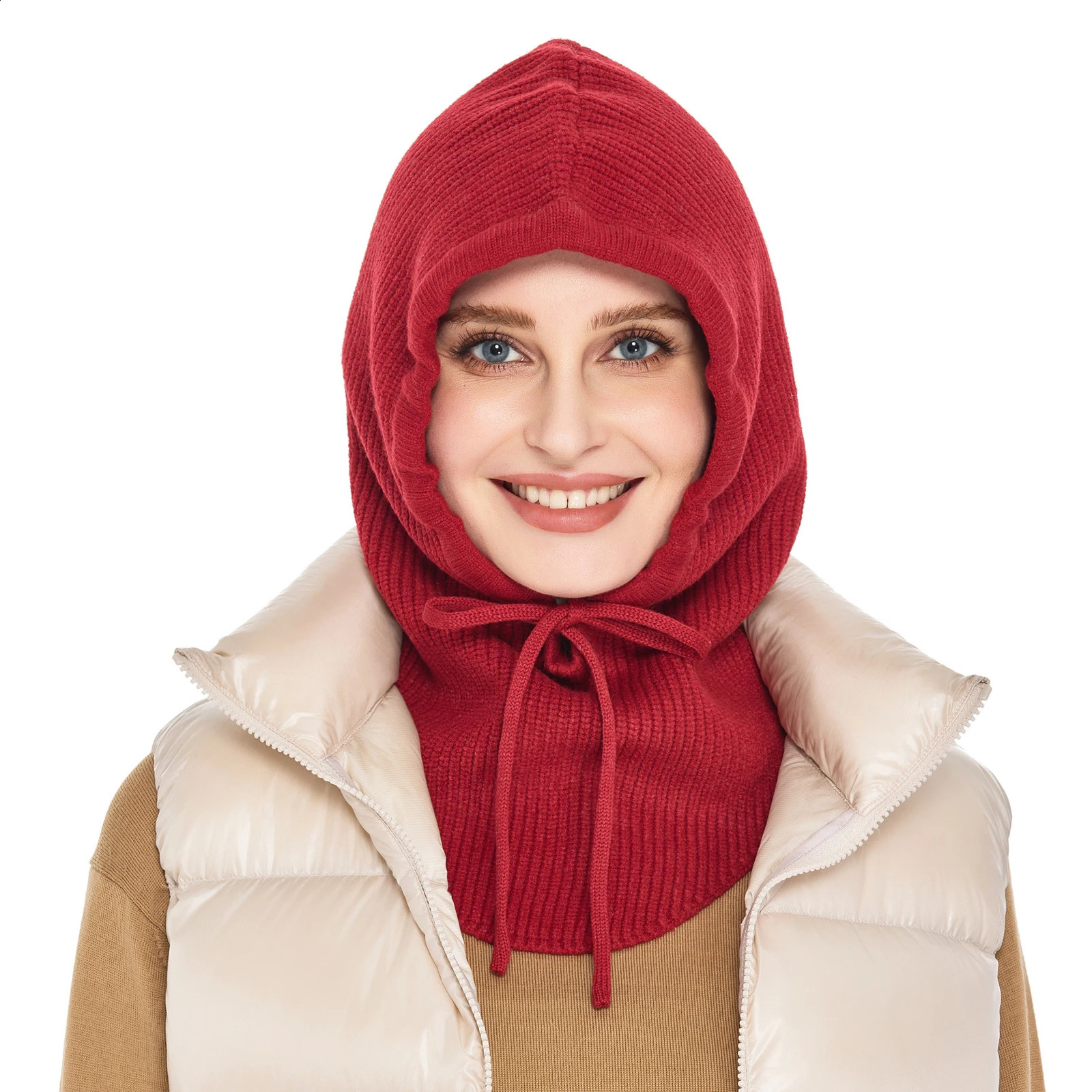 Cashmere Knitted Balaclava Hat For Women Wintet Soft Warm Wool Beanie Scarf Hooded Skullies Collar Neck Face Protect Bonnet 250808