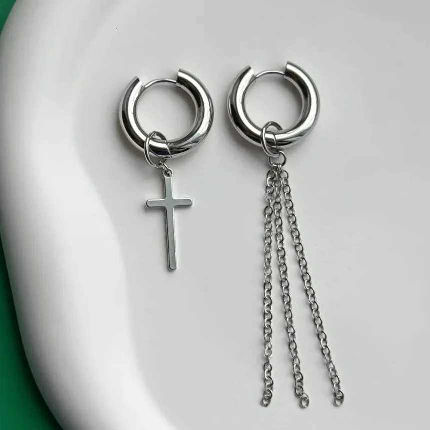 LATS Long Asymmetry Heart Star Pendant Hoop Earrings for Women Men Fashion Jewelry Party Gifts Y250812