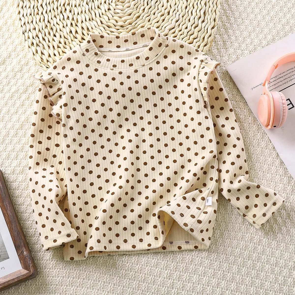 Girls Autumn Floral Bottoming Shirt Flying Sleeves Tshirt Little Girl Wild Net Red Baby Kids 250812