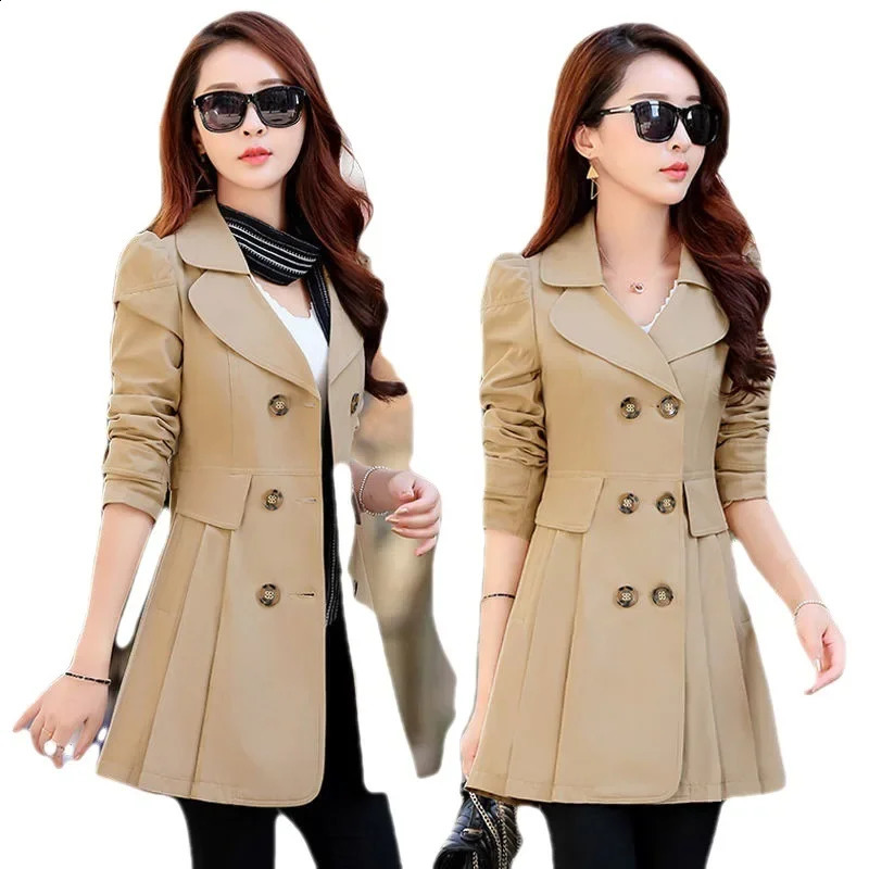 Womens Medium-Length Spring Autumn Style Trench Jacket Korean Version For 30-40-50 Years Old Womens Clothing 250811