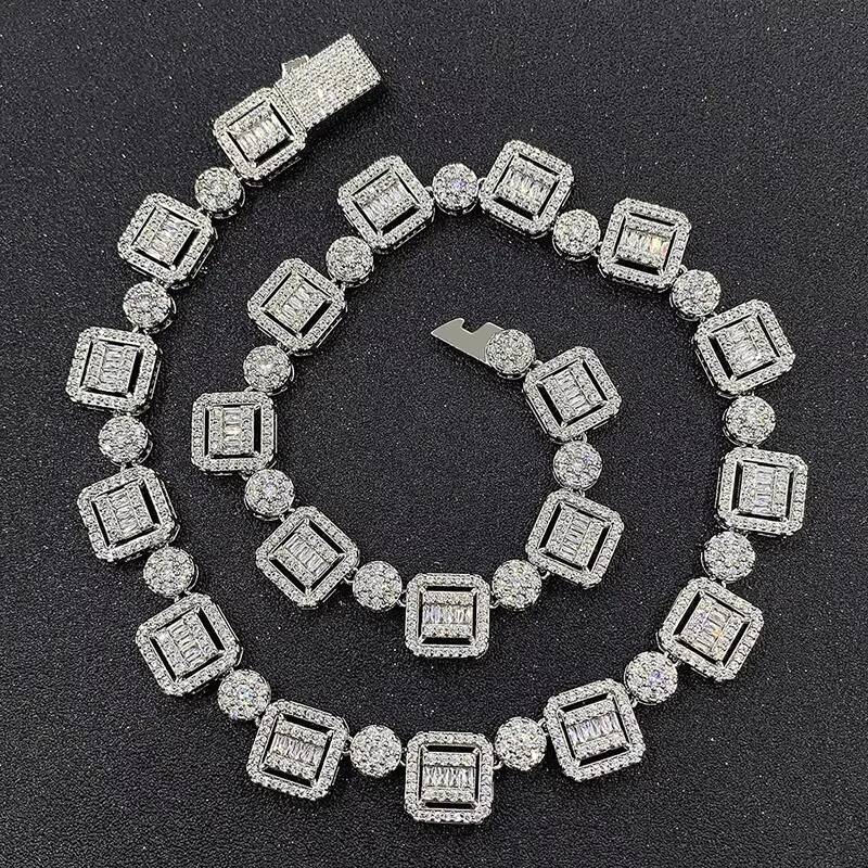 18K White Gold Tennis Chain VVS Moissanite Diamond Chain 14K Gold Link Elegant Mens Wedding Necklaces High Quality Fine Jewelry