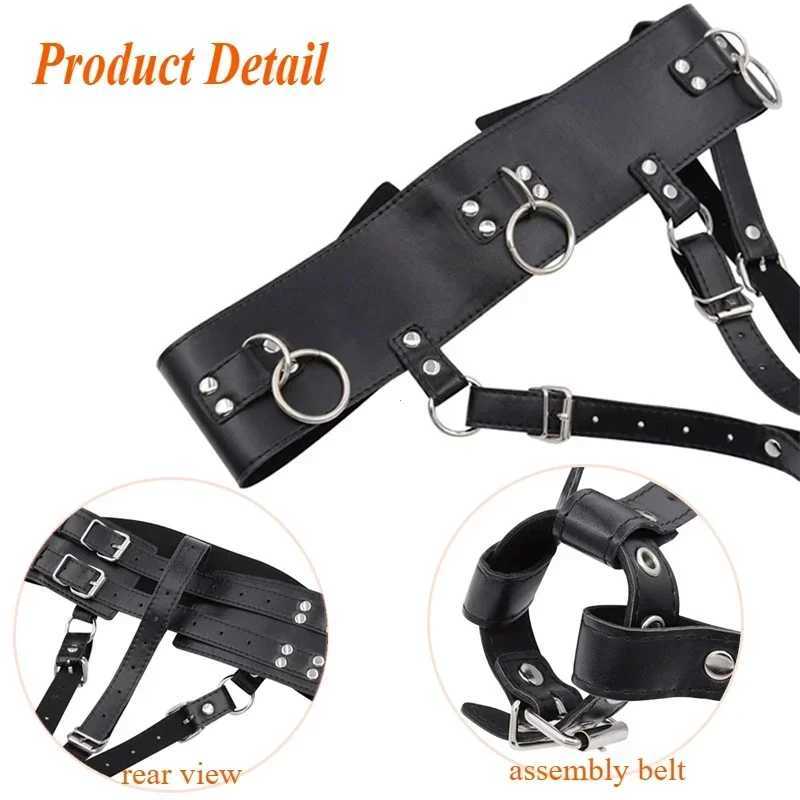 BDSM Leather AV Wand Vibrator Holder Harness for Women Forced Orgasm Sex Suit Lingerie Bondage Restraints Chastity Belt Adult Games W250813