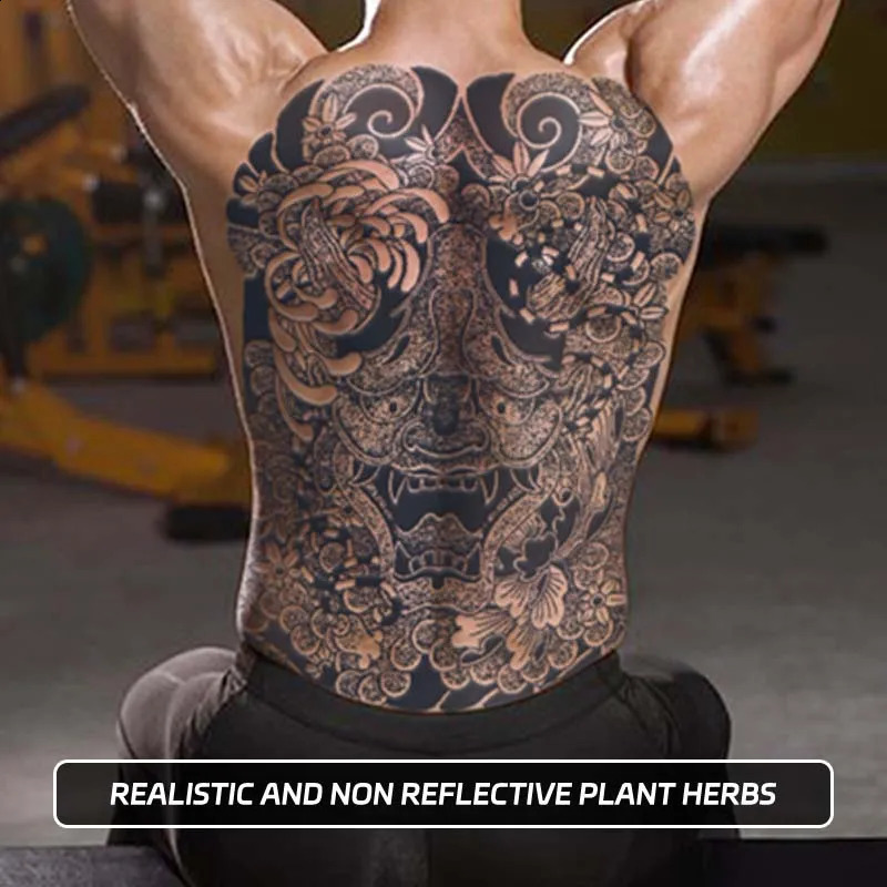 Japanese Style FullBack Demon LongLasting Waterproof 12 Weeks Temporary Tattoo Realistic Semianent 250809