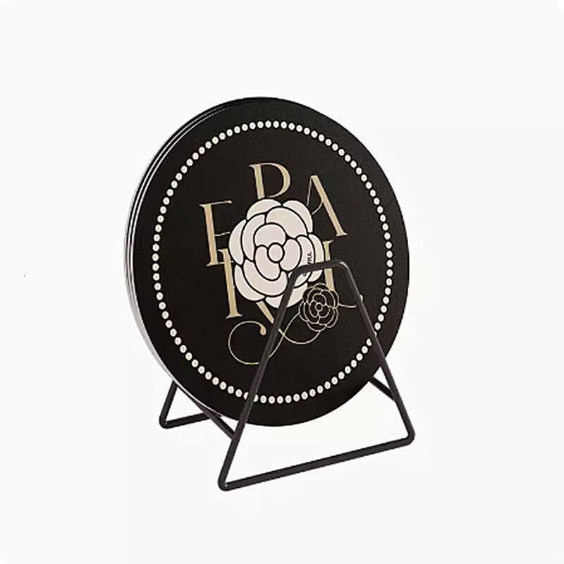 Light Round Coaster Heat Insulation Desktop Bar Mat Kitchen Water Absorption Silicone Pad Camellia Flower Placemat