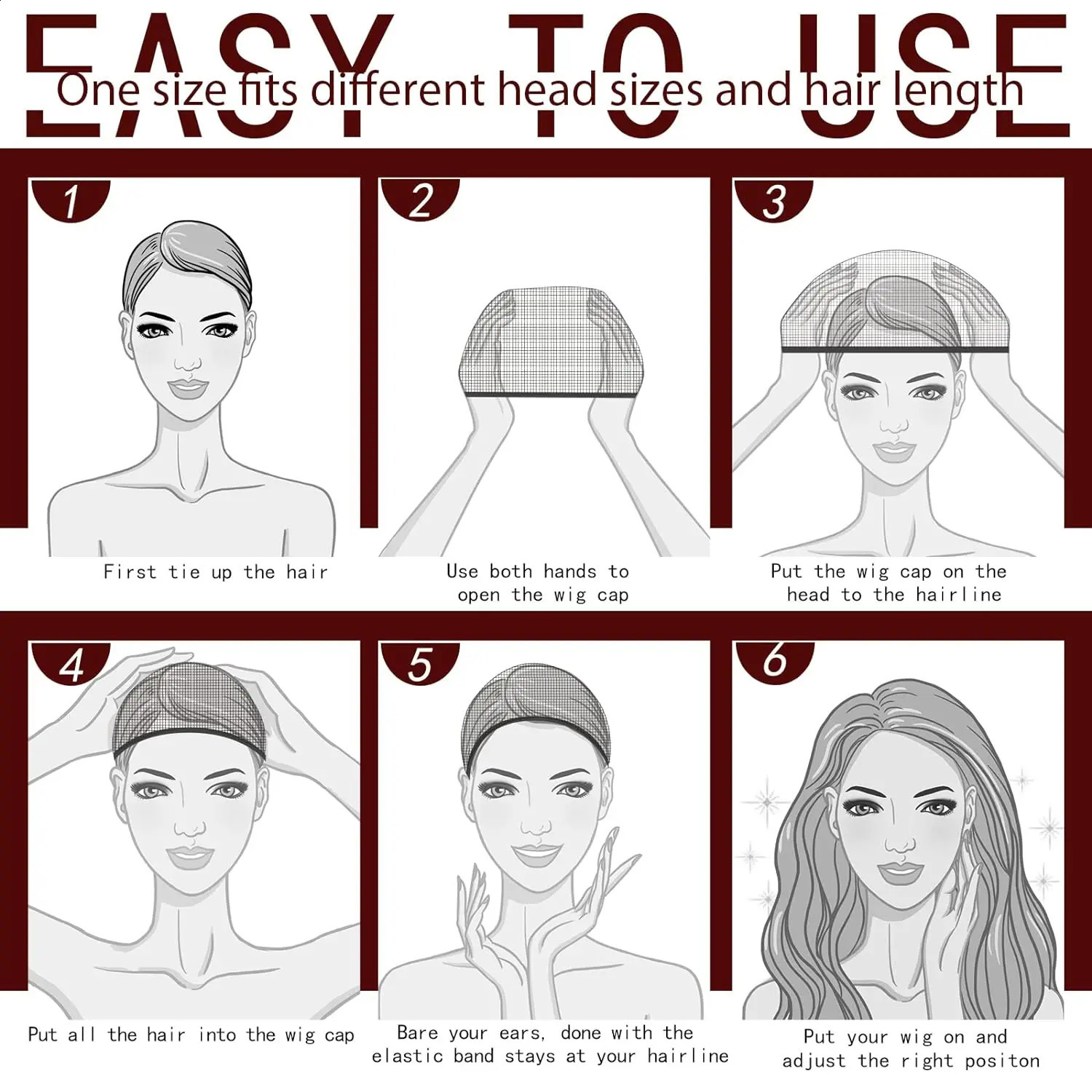 Wholesale 3/6/12 Pack Invisible HD Wig Cap For Lace Front Wig Transparent Wig Cap For Wig Stocking Wig Caps For Women 250812