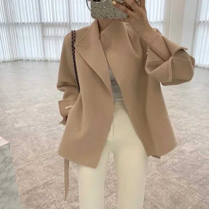 Neploe Chic Fashion Minimalist Waistband Cinched Waist Loose Woolen Coats 2025 Winter Femme Gentle Elegant Temperament Blends Z250813
