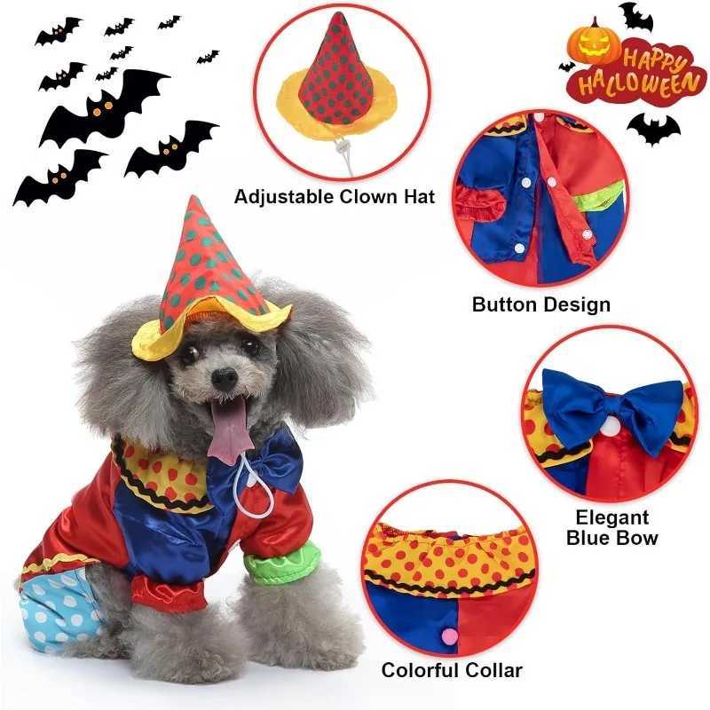 Pet Dog Clown Costume with Hat Halloween Cosplay Party Cat Clown Costume Funny Pet Circus Outfit Christmas Durable Dog Apparel XJ250813