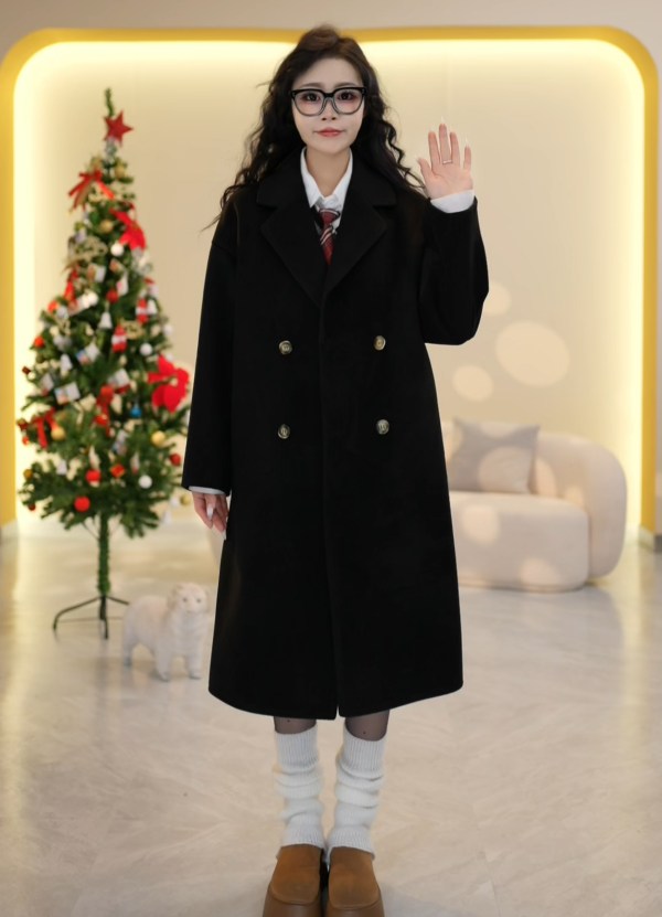 Women's Fashion Mid-Length Wool Coat - Loose Fit for Fall/Winter