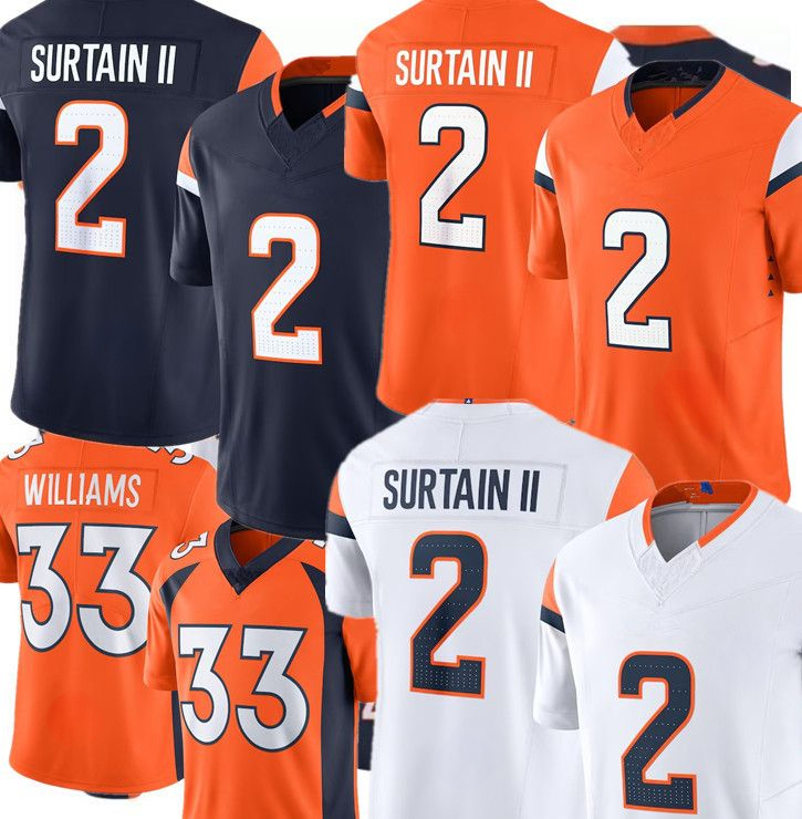broncos''Jersey Bo Nix Surtain II Courtland Sutton Quinn Meinerz Javonte Williams Zach Allen Marvin Mims Jr Alex Singleton Tim Patrick Football Jerseys
