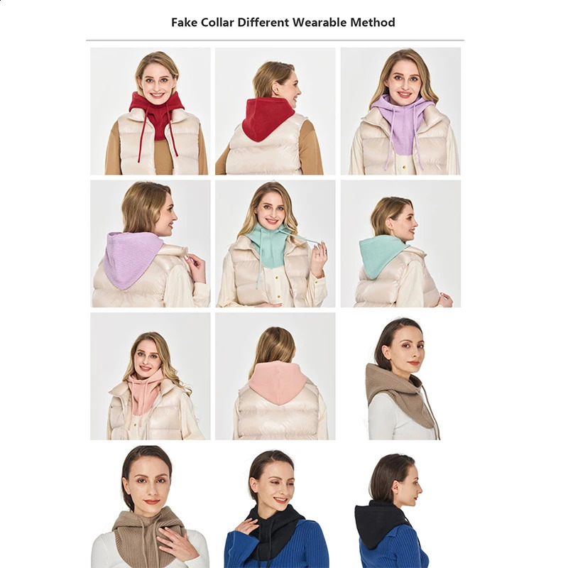 Cashmere Knitted Balaclava Hat For Women Wintet Soft Warm Wool Beanie Scarf Hooded Skullies Collar Neck Face Protect Bonnet 250808