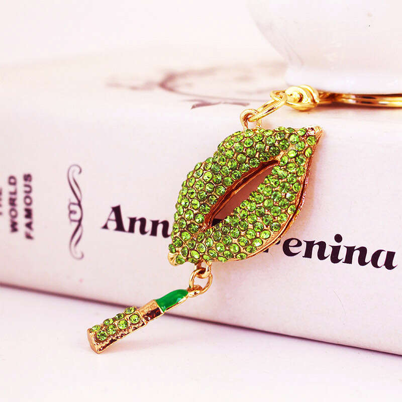 Creative Fashion Cute Dia-Encrusted Red Lips Mouth Women's Bag Accessories Keychain Pendant 983