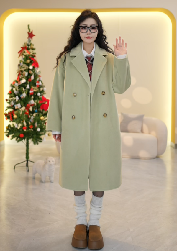 Women's Fashion Mid-Length Wool Coat - Loose Fit for Fall/Winter