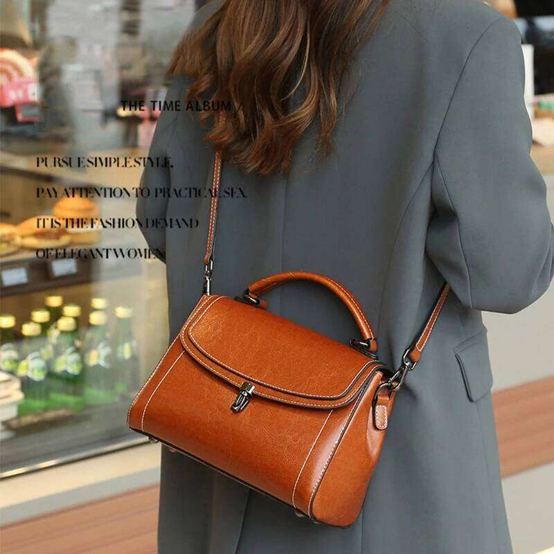 Women's Shoulder Cowhide Vintage Crossbody Messenger Bag Simplicity Genuine Leather Fashion Large Capacity Handbag
