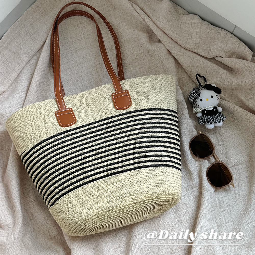 Women's Woven Bag Versatile Large Capacity New Commuting Vacation Tote Shoulder Beach Fashion ddmymarket