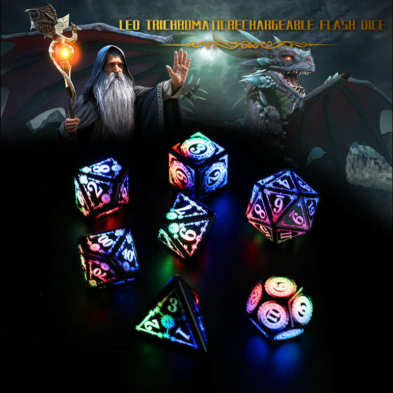 New Dungeons and Dragons Luminous LED Touch Charging DND Pattern Dice Set