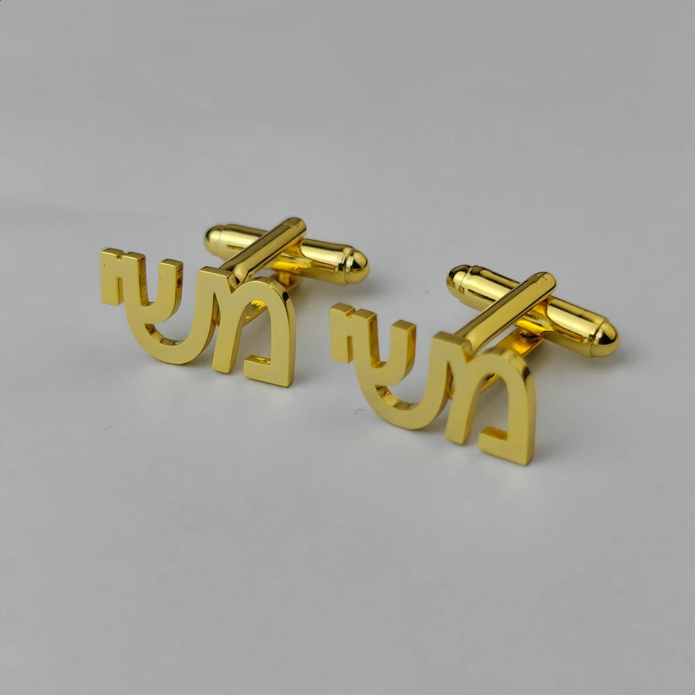 Hebrew Chai Cuff Links Personalized Name Initial Monogram Cufflinks Custom Any Language Cufflinks Men Wedding Gift Jewelry 250812