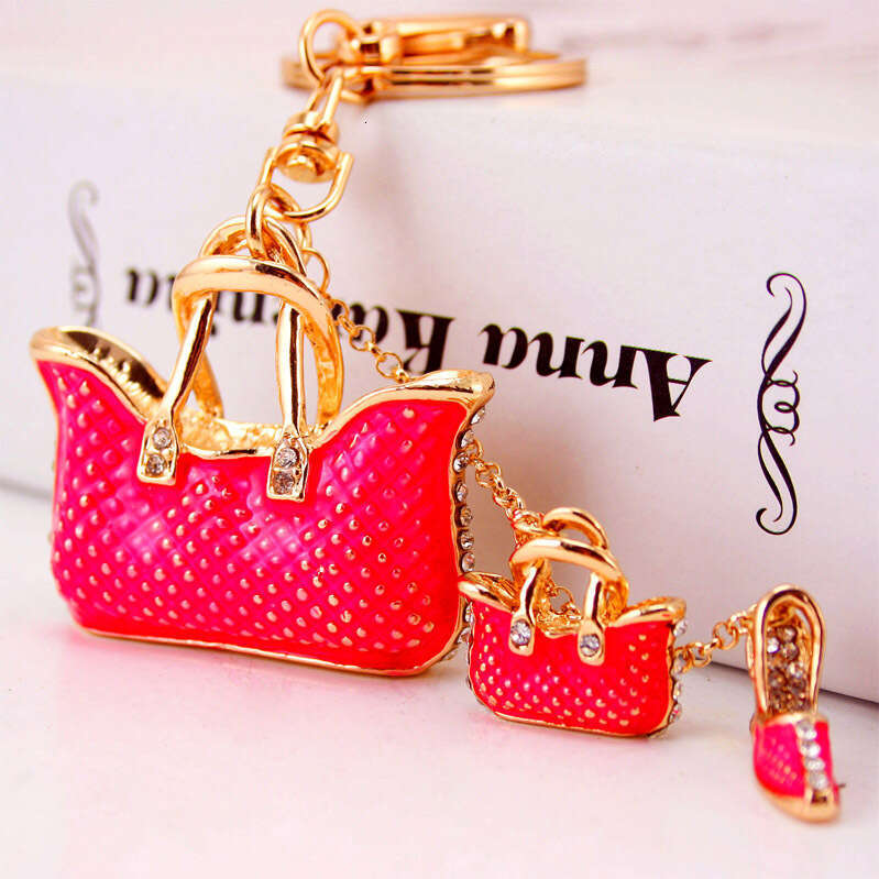 Creative Cute Women's Bag Rhinestone Handbag Metal Pendant Keychain Craft Small Gift 075