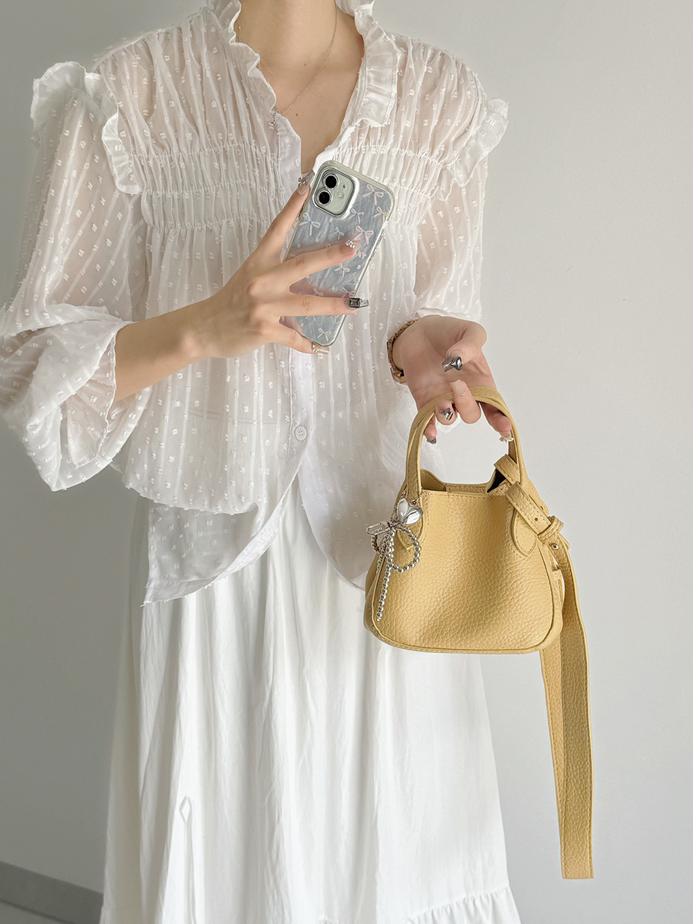 Korean Niche Soft Leather Casual Versatile Lychee Pattern Handheld Basket for Women Multifunctional Crossbody Mini Bucket Bag ddmymarket