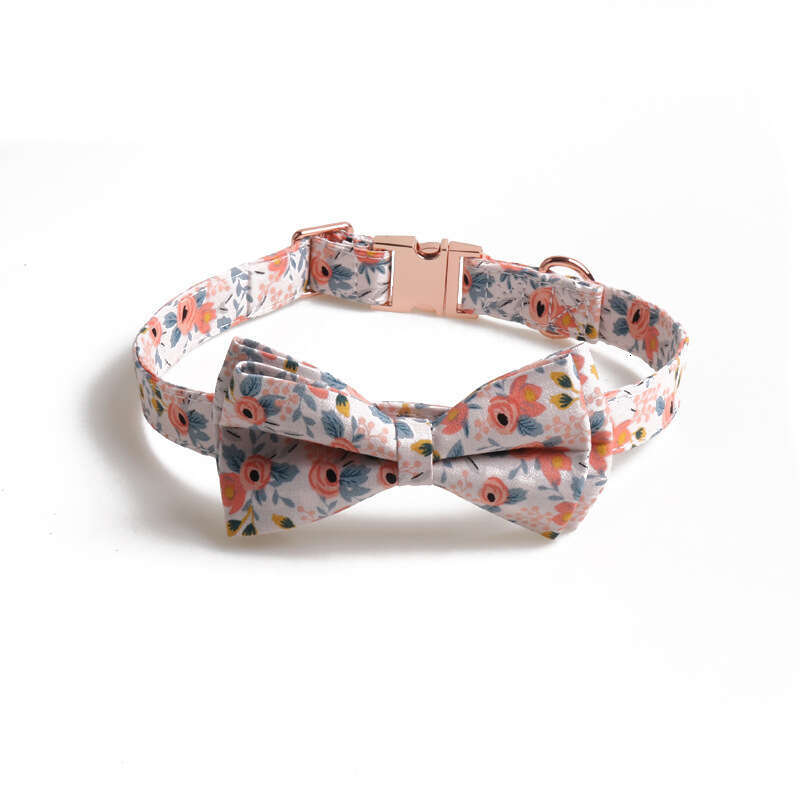 Jinjite New Pet Floral Dog Full Metal Rose Gold Buckle Bow Collar