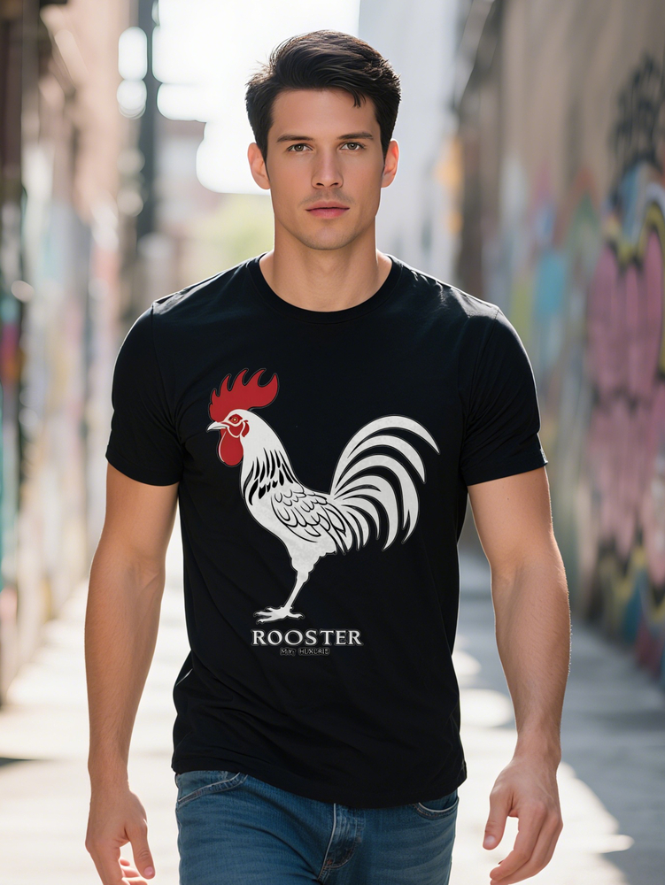 Funny Men's Tee Black Casual Summer Short Sleeve Shirt with Animal Print Graphic Fashion Vintage Anime