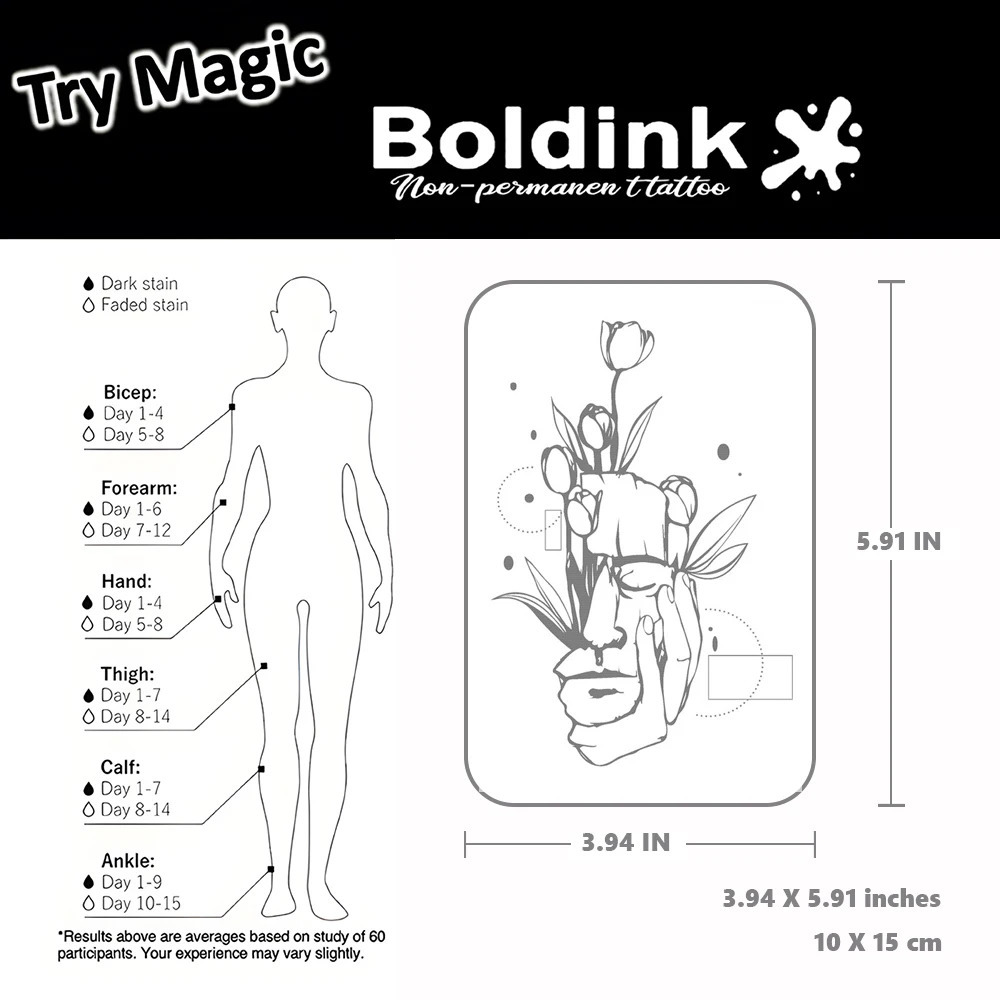 Boldink geometric figure flower tattoo stickers | waterproof for 12 weeks modern handpainted party wear eyecatching artif 250809