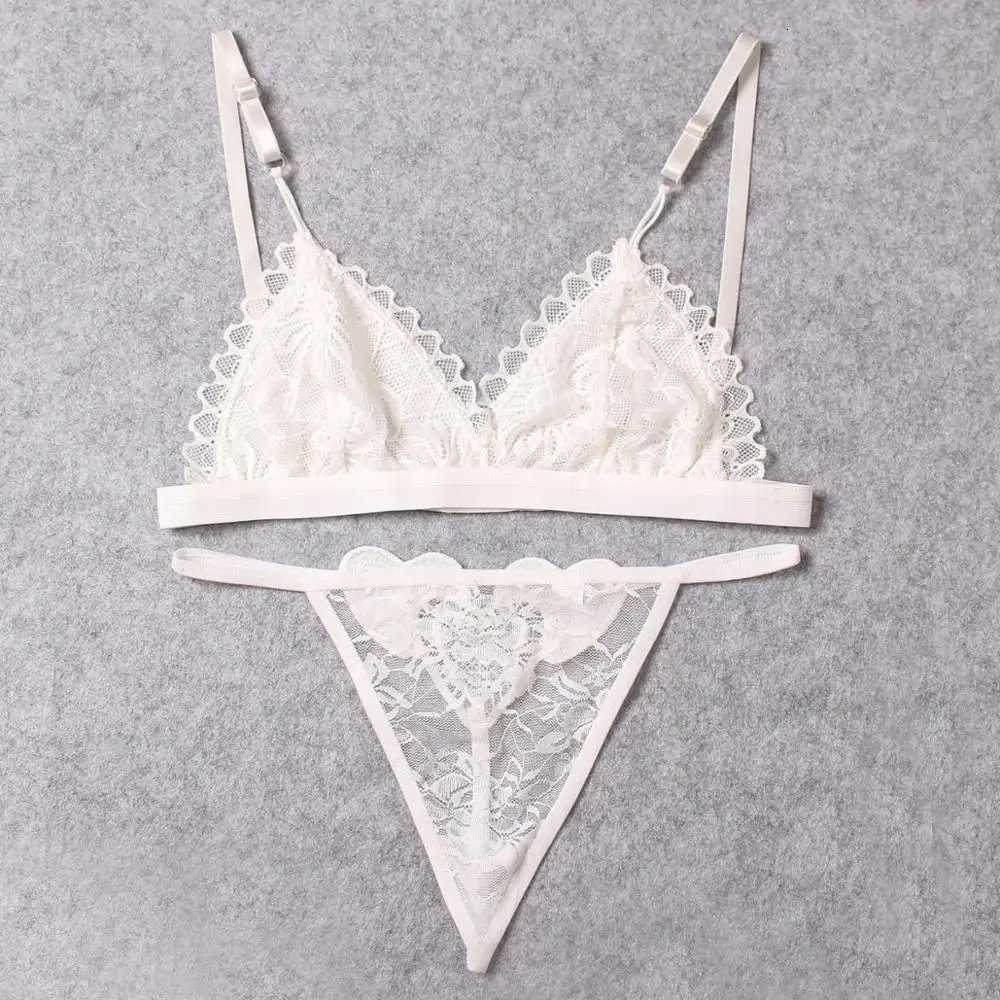 2pcs Sexy Woman Bra And Panty Lace Bra Wire Free Bralette Lingerie Female Seamless Unpadded Transparent Brassiere bra setXJ250812