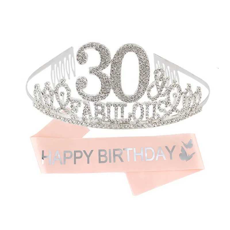 30th 40th 50th 80th Fabulous Birthday Sash and Tiara for Women Girls Hair Accessories Birthday Queen Party Supplies Decoration X250813