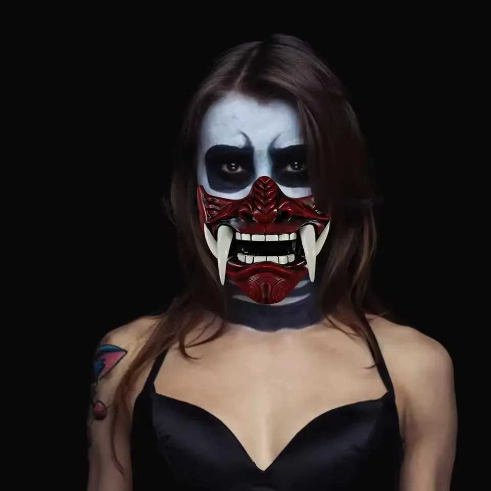Halloween Japanese Samurai Ghost Devil Mask Halloween Devil Warrior Role Playing Horror Devil Warrior Prajna Killer Thick Mask L250813