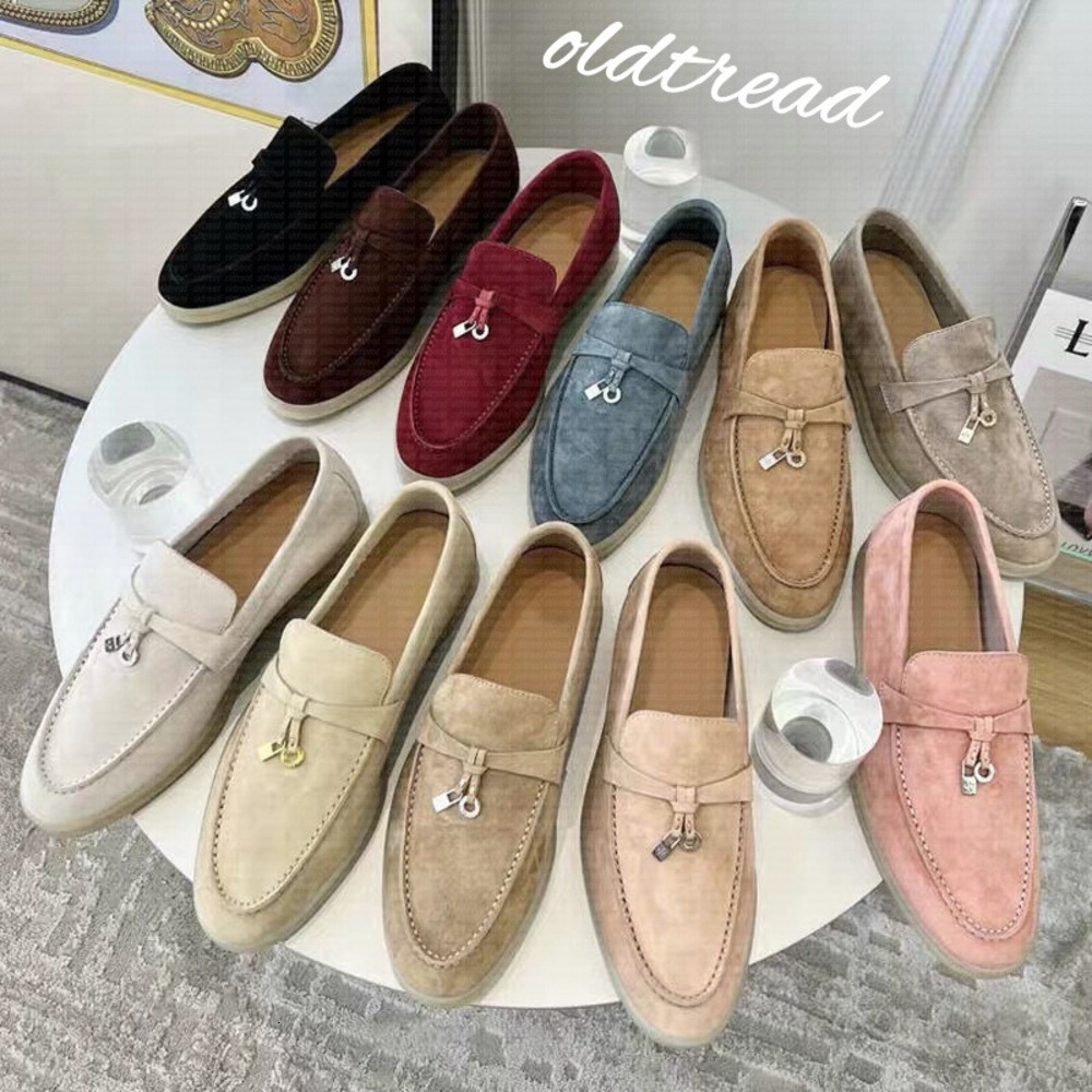 Designer shoes Summer Walk Charms Real Leathers Suede Sandals Loafers womens mens Shoes Leather Slip on Flats Women Luxury Designers Sneakers 35-46